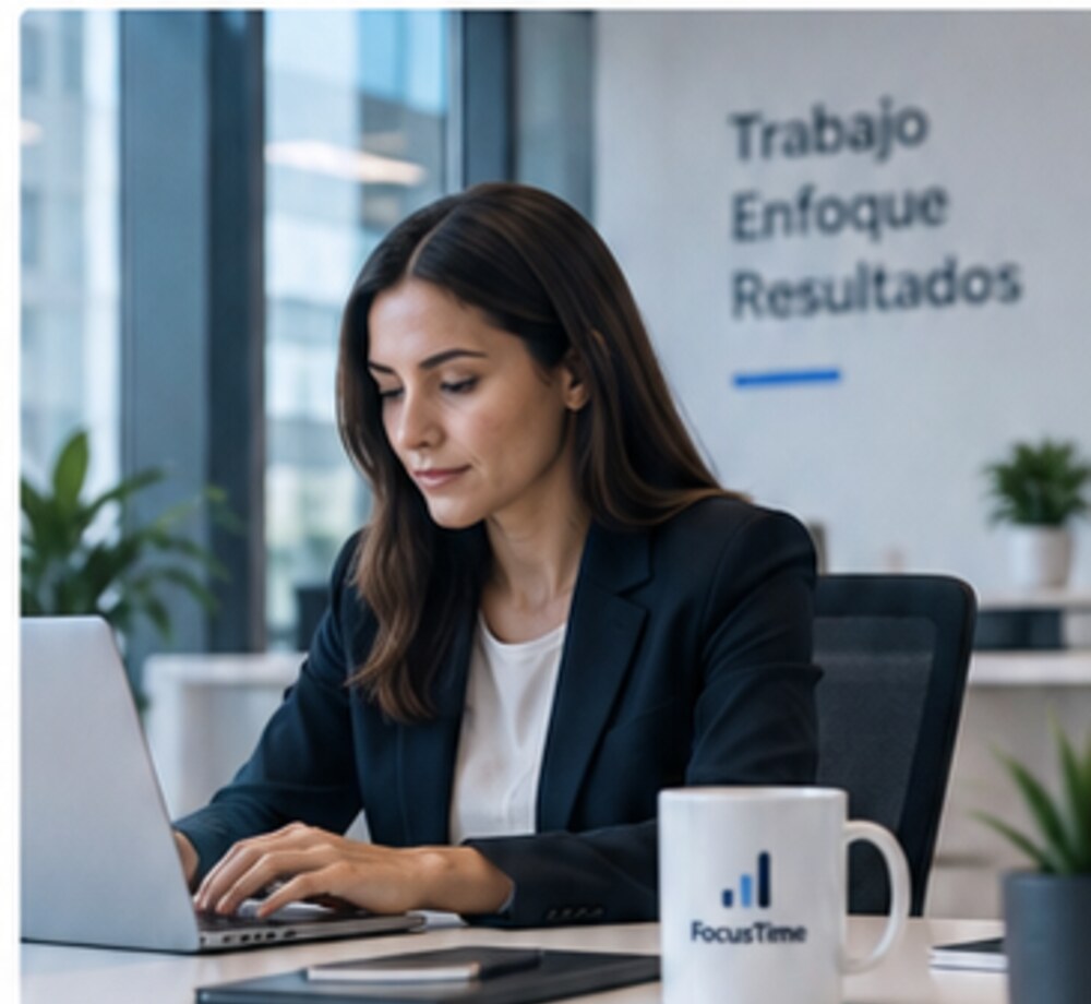 Profesional trabajando de forma concentrada frente a una notebook